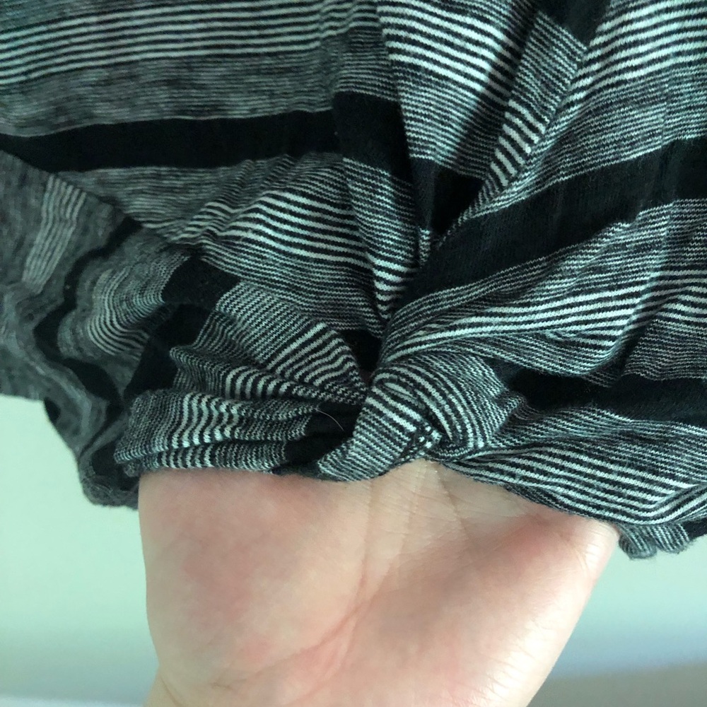C Est 1946 Plus Size Black and White Striped Short Sleeve Shirt - Picture 3 of 7